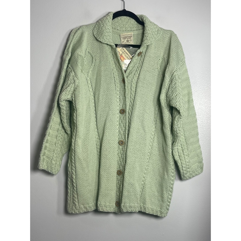 CONNEMARA Knitwear Cardigan Sweater Sage Green XXL NEW Grandmacore Wool Ireland